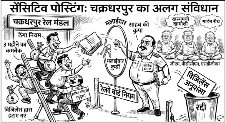 रेलवे बोर्ड के नियमों को ‘ठेंगा’, चक्रधरपुर सीनियर DCM की ‘विशेष कृपा’, विजिलेंस बेबस, आला अफसर मौन!