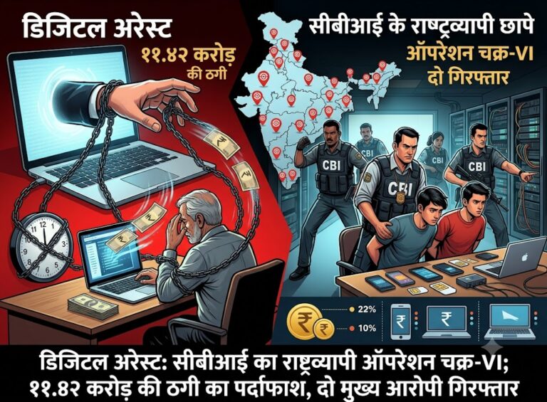 डिजिटल अरेस्ट के जाल में फंसा देश: सीबीआई के राष्ट्रव्यापी छापे, 11.42 करोड़ की ठगी का खुलासा और दो गिरफ्तार