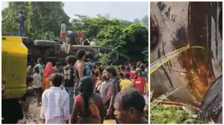 Road Accident: रिफाइन से भरा टैंकर पलटा, मची लूट, प्लास्टिक डिब्बे और बर्तनों में भरकर ले गए तेल, पुलिस पहुंची तो भागे ग्रामीण