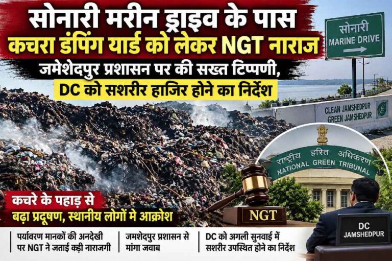 JAMSHEDPUR: सोनारी मरीन ड्राइव के पास कचरा डंपिंग यार्ड को लेकर NGT नाराज, जमशेदपुर प्रशासन पर की सख्त टिप्पणी, DC को सशरीर हाजिर होने का निर्देश