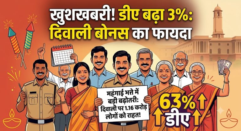 केंद्र सरकार के 48 लाख कर्मचारियों और 68 लाख पेंशनर्स के लिए दिवाली पर बड़ी खुशखबरी, महंगाई भत्ते में 3% का इजाफा