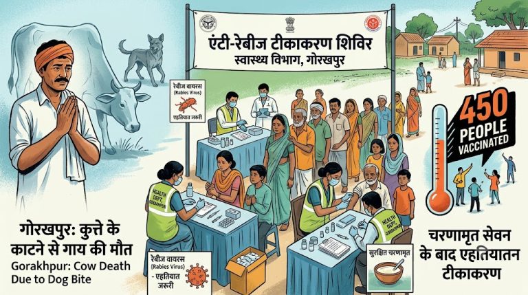 कुत्ते के काटने से गाय की मौत, संदिग्ध दूध का चरणामृत लेने वाले 450 लोगों को लगे एंटी-रेबीज टीके